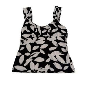 White House Black Market Black & White Leaf-Print Camisole